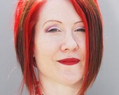 Gothic Bride of Frankenstein Stitches choker necklace-Wide Bright Red