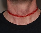 Creepy Jewelry  Necklace - Creepy Frankenstein Bloody  slashed Necklace - Cut-Throat 1