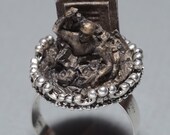 Psychobilly Jewelry - Cameo  Ring- Rising from the Grave Zombie- Antique Gold Finish