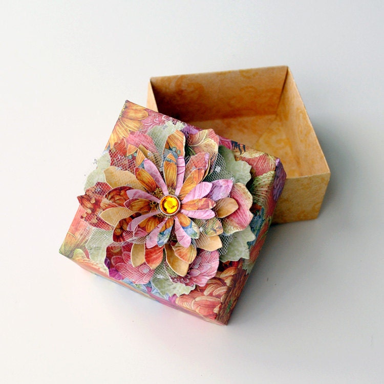 Elegant Handmade Paper FLOWER Decorated ORIGAMI Gift BOX