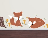 Fox Wall Decal Set - Children Nursery Boy Girl Vinyl Decals - Large Set