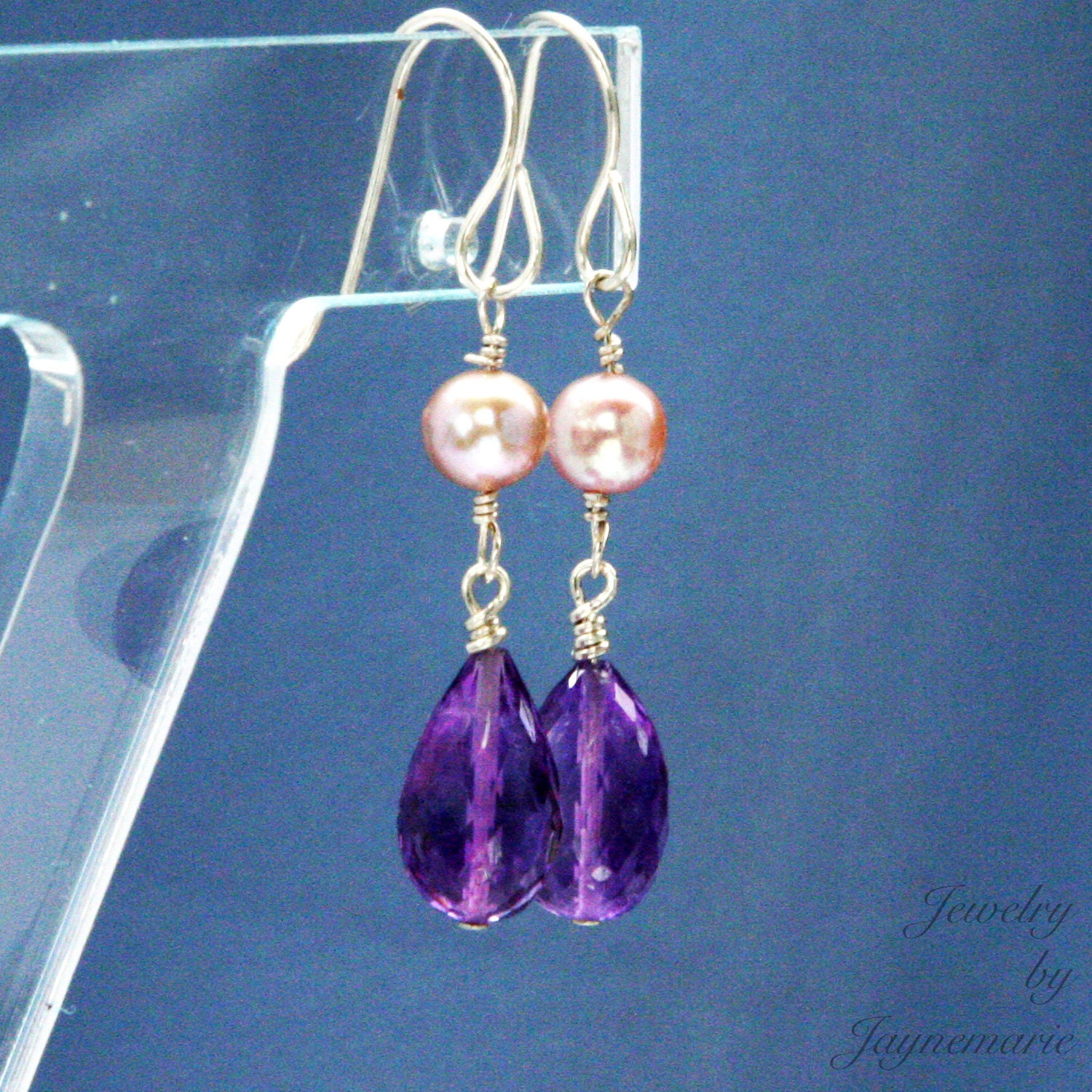 Custom Gemstone Freshwater Pearl Earrings You choose Gemstone