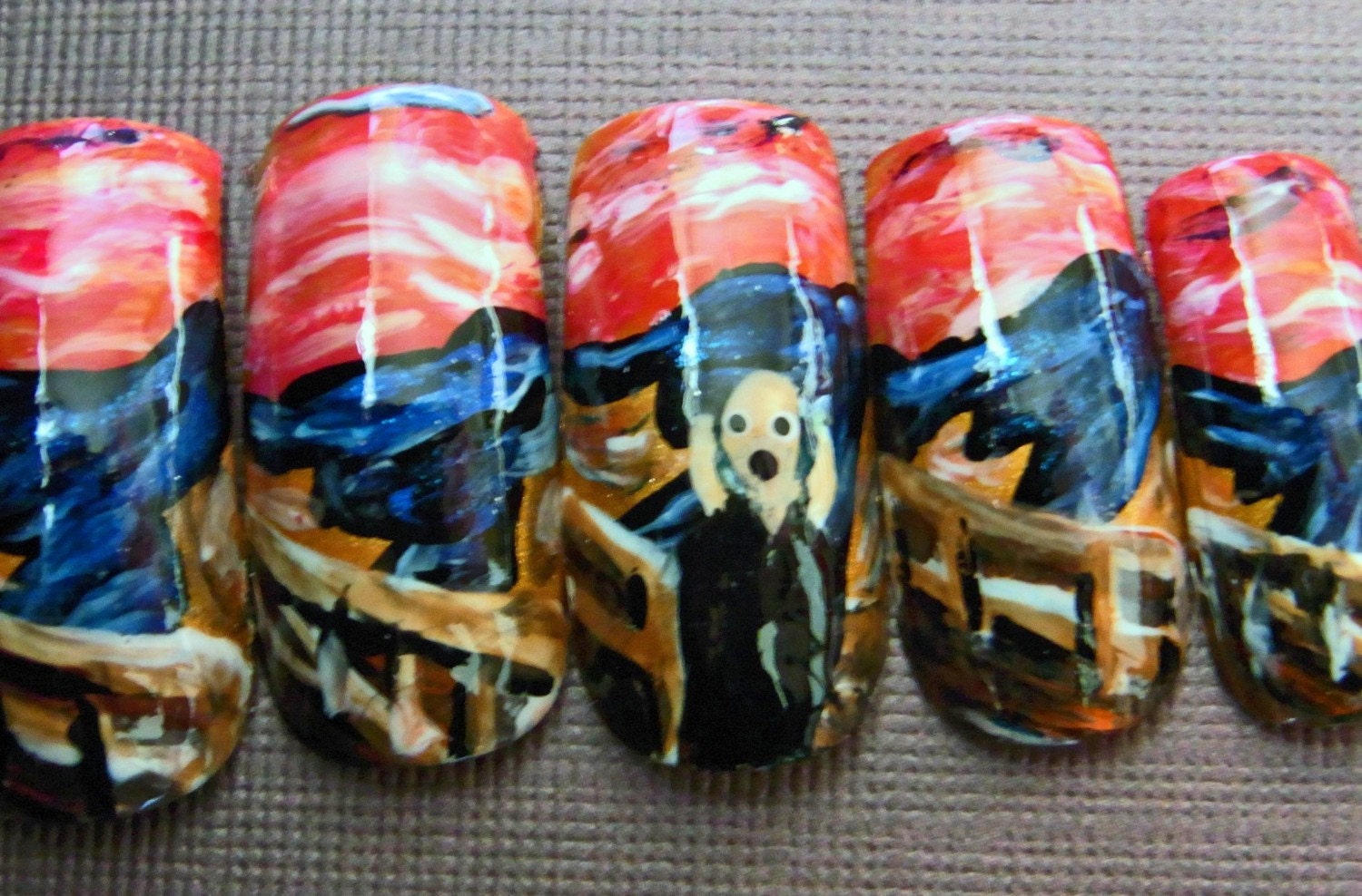 The Scream Handpainted Japanese Nail Art (Custom)