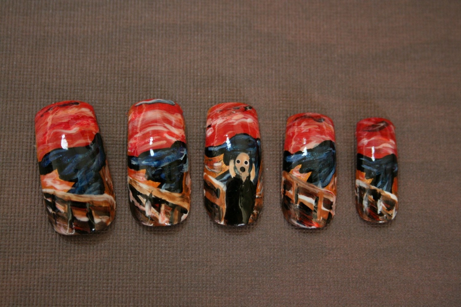 The Scream Handpainted Japanese Nail Art (Custom)