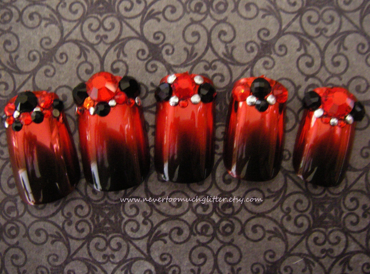 Gothic Nail Art- Maleficent's Prom Press On Nails