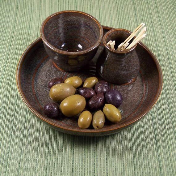 Pits and Sticks Olive Serving Dish by FalconHillPottery on Etsy