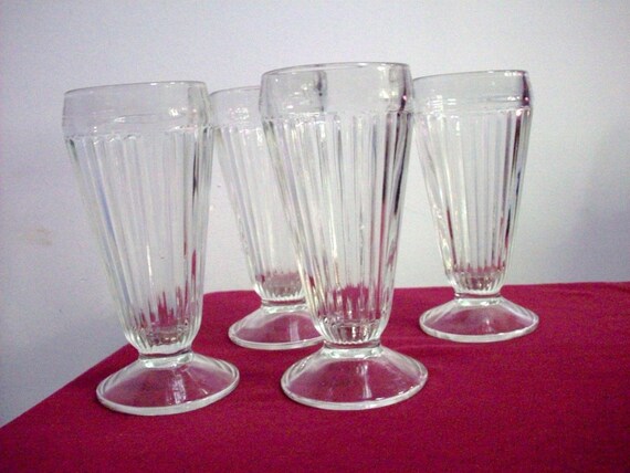 Items similar to Ice Cream Sundae Soda Milk Shake Malted glasses old