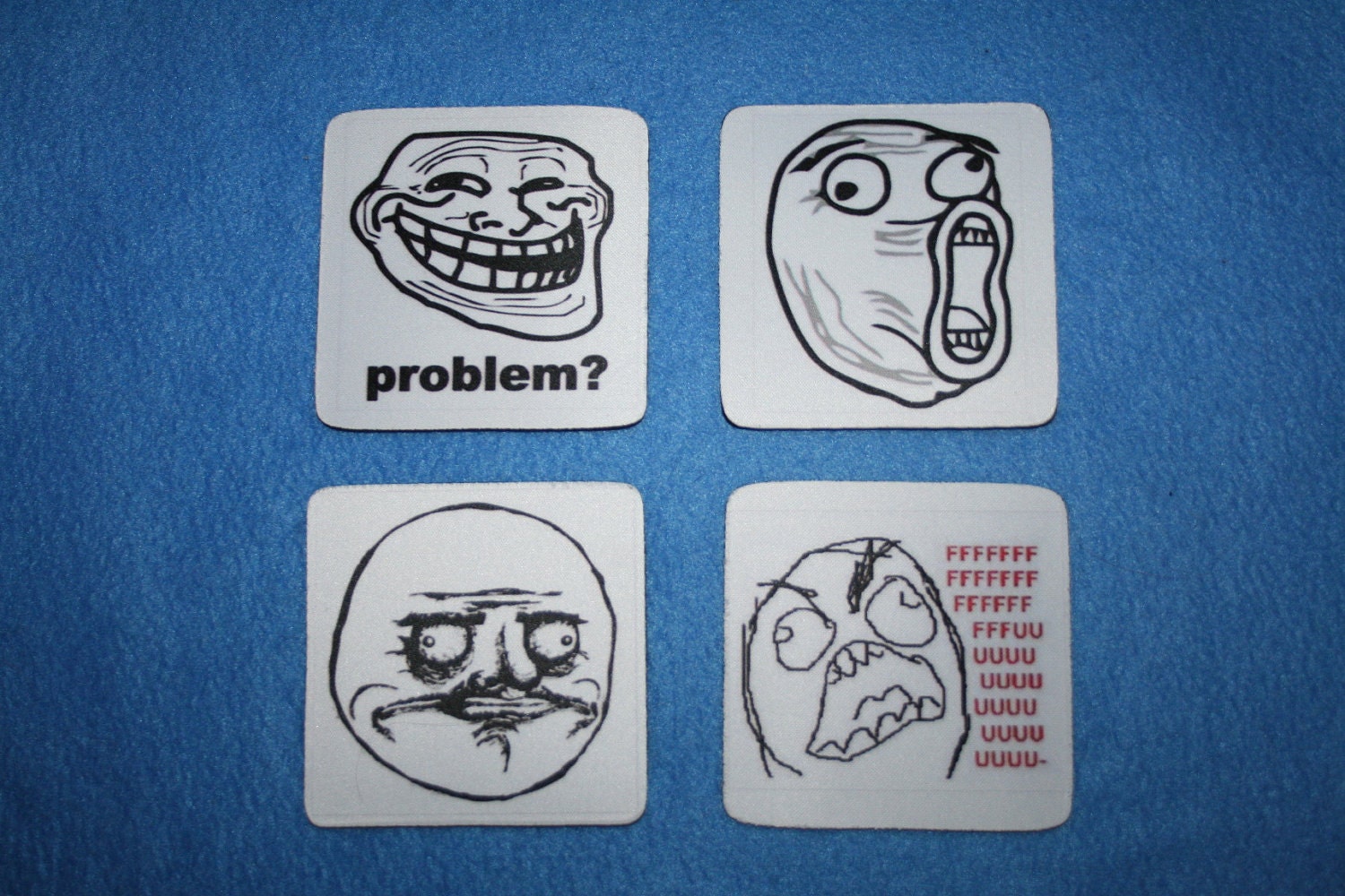 Rage Faces Coasters Set of Four Coasters -Reddit, Troll, Me Gusta, FFUUU, LOL