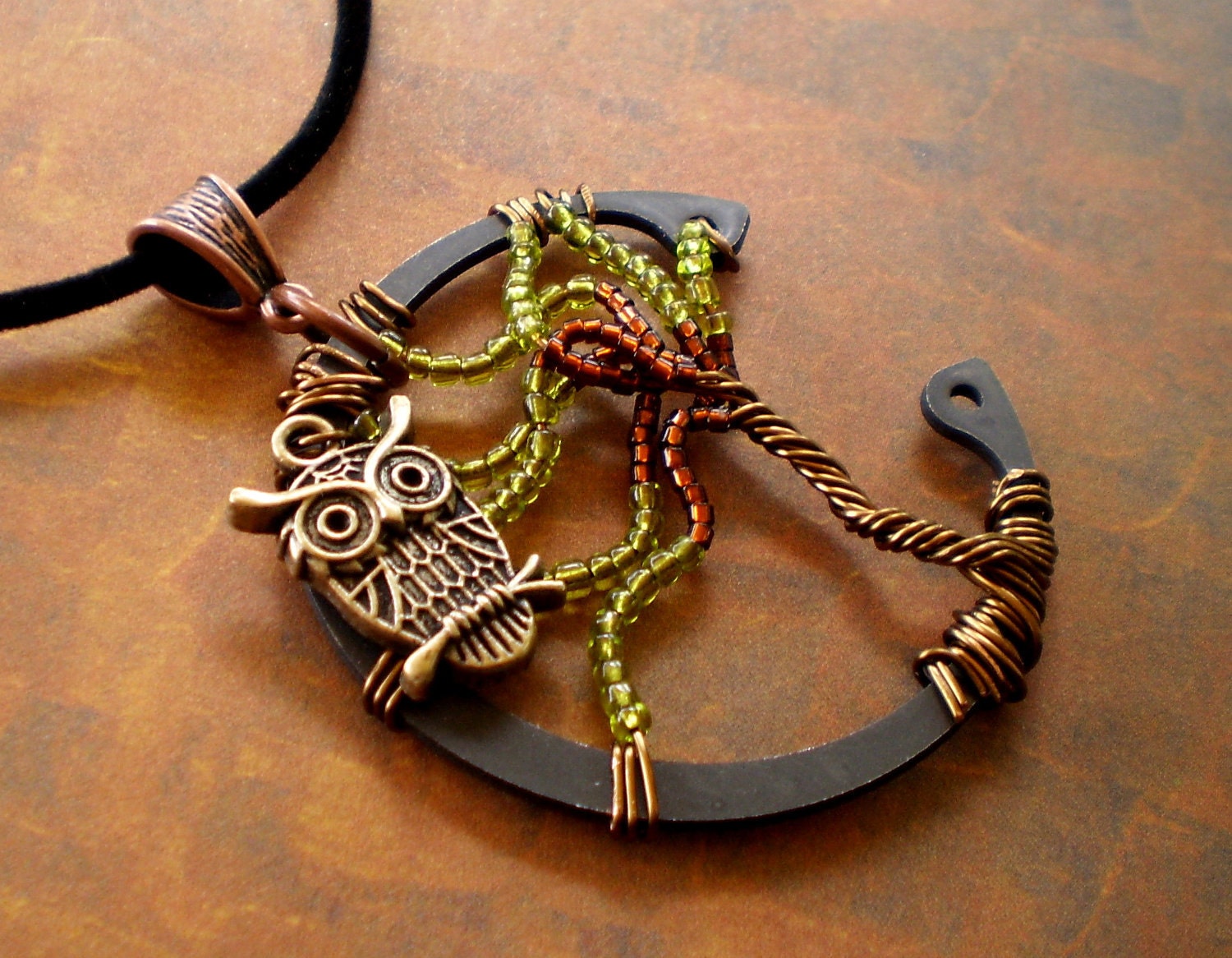 Who is There a  Wire Tree with Brass Owl Industrial Necklace