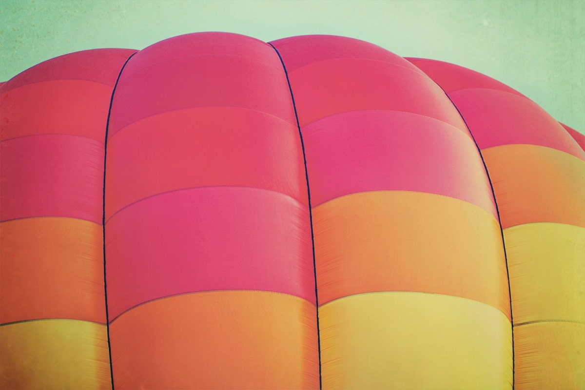 Balloon - 8 x 12 Fine Art Photograph - bright aqua geometric summer unisex hot air balloon home decor print