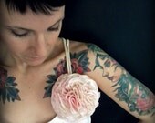 floral brooch, cotton candy and cream