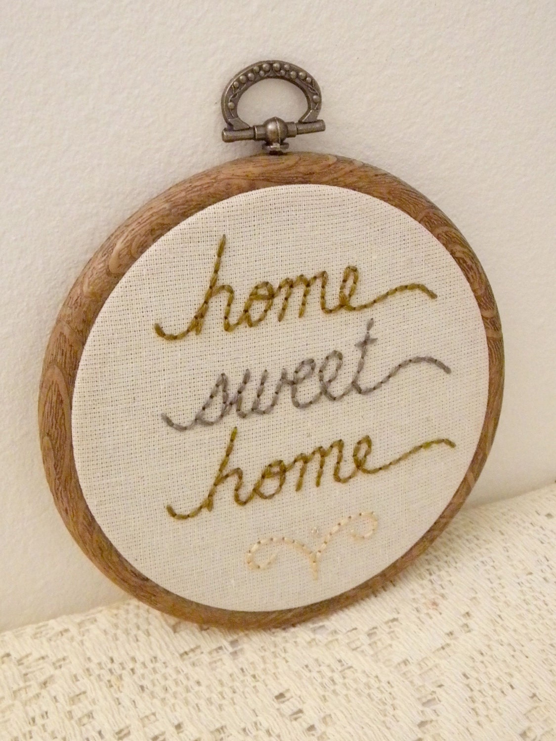 home sweet home, embroidered wall art