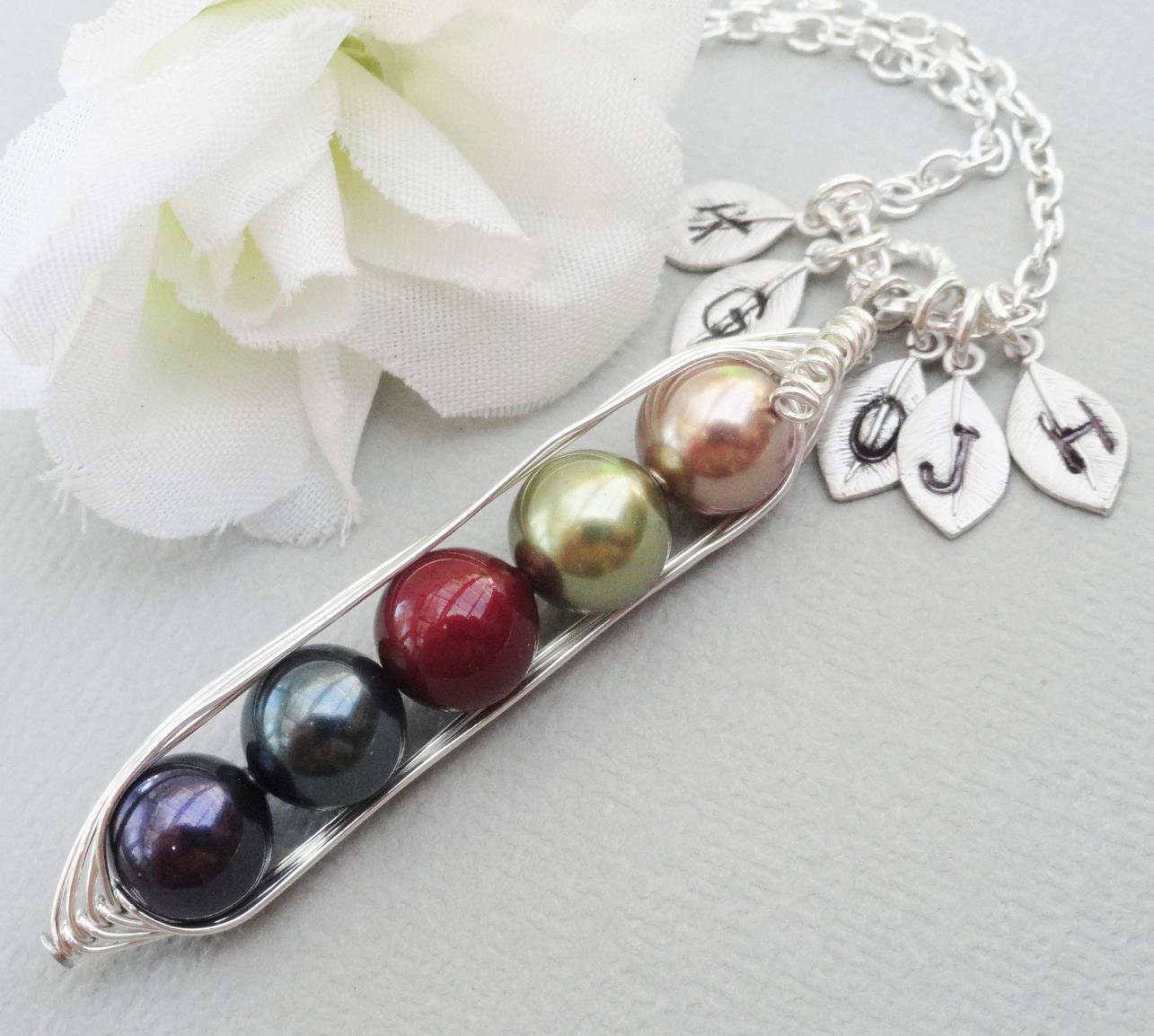 Sweet Peas In A Pod 2, 3,4 Or 5 Pearls Jewel Colors  - Pick And Mix Your Colors
