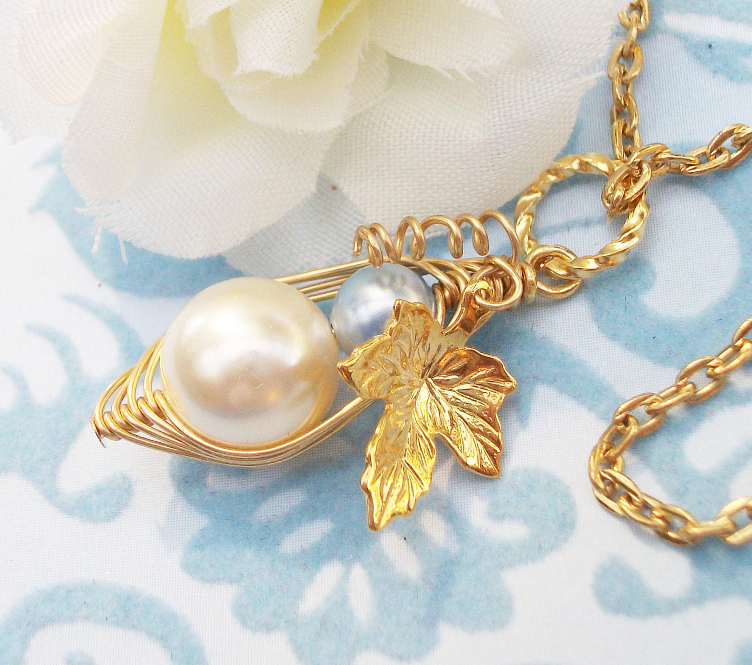 Mother and Son Peapod Pendant - Ideal Christening Gift Or Gift For A New Mom. Mother's Day Gift