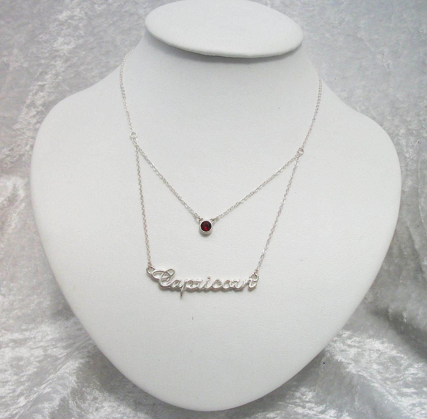 Capricorn Double Strand Silver Zodiac Necklace