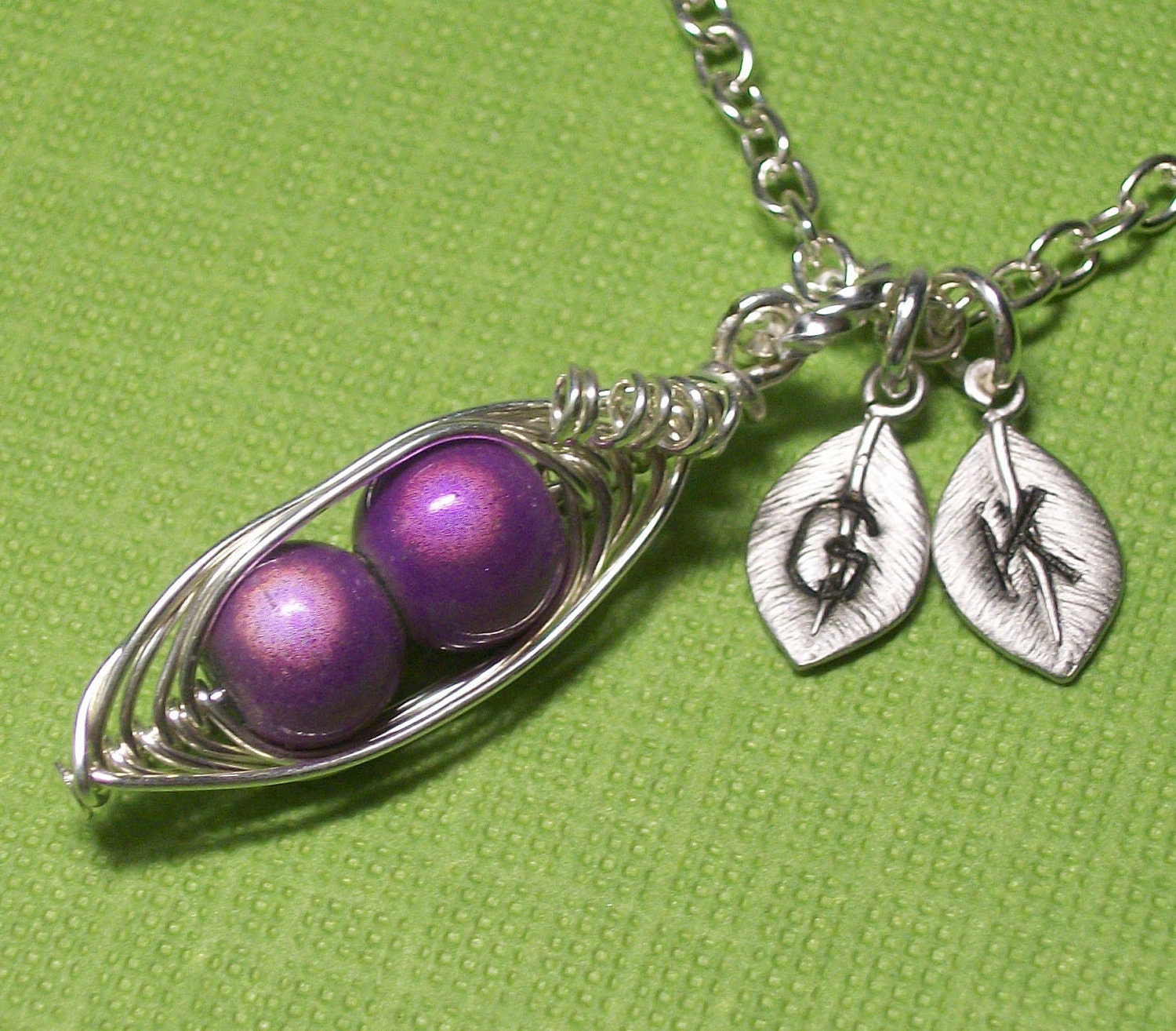Peas In A Pod Luminscent Miracle Beads 2, 3 Or 4 Peas Choose Your color Bead. All Sterling Silver. Personalized Jewelry