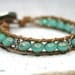 Beaded Leather Bracelet with Glass and Sterling Silver