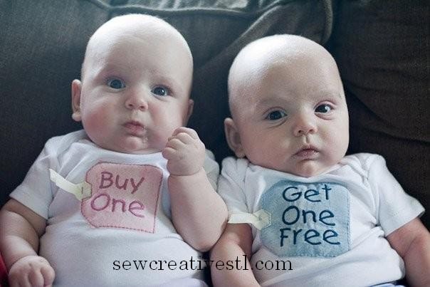 Buy One - Get One Free Twin Onesie Set - RUSH ORDER to be shipped USPS priority mail