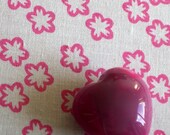 Blossom - hand screen printed skinny quarter - Fuchsia Pink on White
