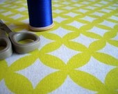 Tessellate - hand screen printed skinny quarter -  White on Acid Yellow