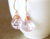 Rose Gold Pink Amethyst Earrings-Bridesmaid Gift, Bridal Jewelry
