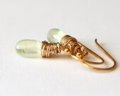 Green Amethyst Earrings Gold Fill Prasiolite Spring Green Organic Nature Inspired Luxury Wirewrapped Gemstone Jewelry