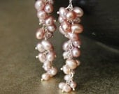 SALE--Bridal Jewelry - Pearl Earrings, Pink Freshwater Potato Pearls Romantic Sterling Silver Earrings