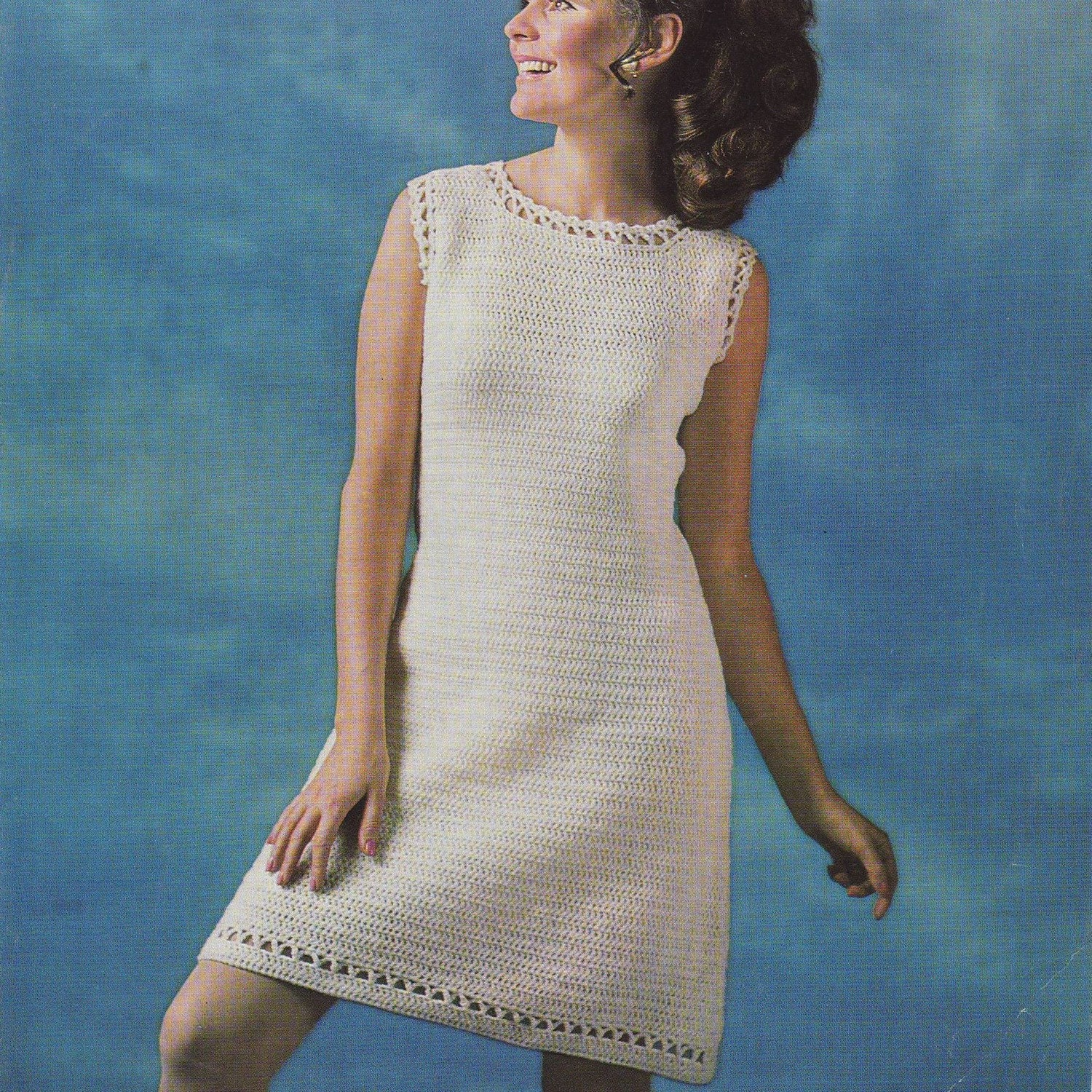 INSTANT DOWNLOAD PDF Vintage Crochet Pattern  1960s Summer Shift Dress Retro