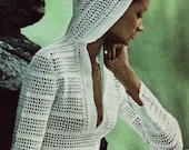 INSTANT DOWNLOAD PDF Vintage Crochet Pattern   Hooded Tunic Pullover Beach Cover Up   Retro