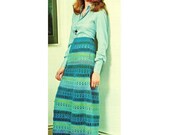 INSTANT DOWNLOAD PDF Crochet Pattern Striped  Maxi Skirt with Ribbons Vintage Retro 1970s