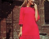 INSTANT DOWNLOAD PDF Vintage Crochet Pattern   1960s Red Mini Dress Retro