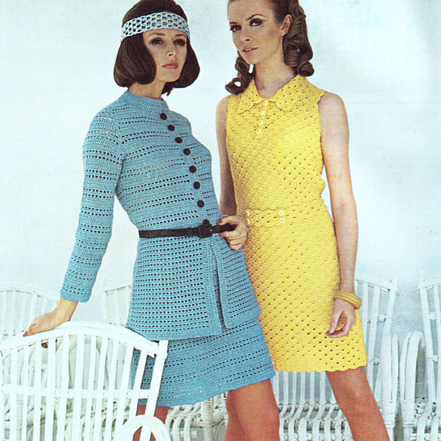 INSTANT DOWNLOAD PDF Vintage Crochet Pattern   1970s Mini Dress and Tunic and Skirt Suit   Retro