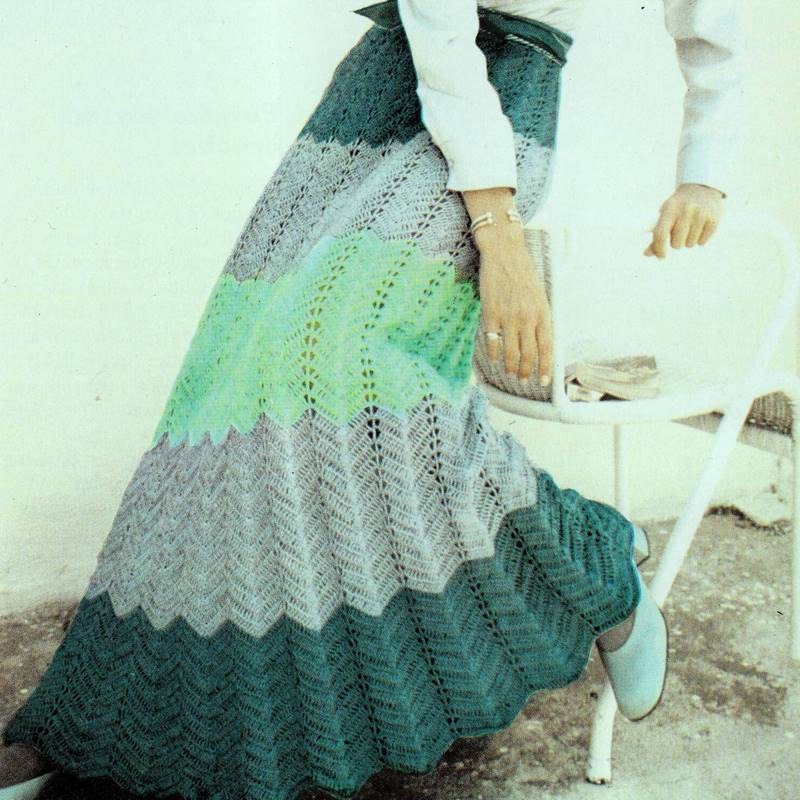 INSTANT DOWNLOAD PDF Vintage Crochet Pattern Ripple Maxi Skirt Retro