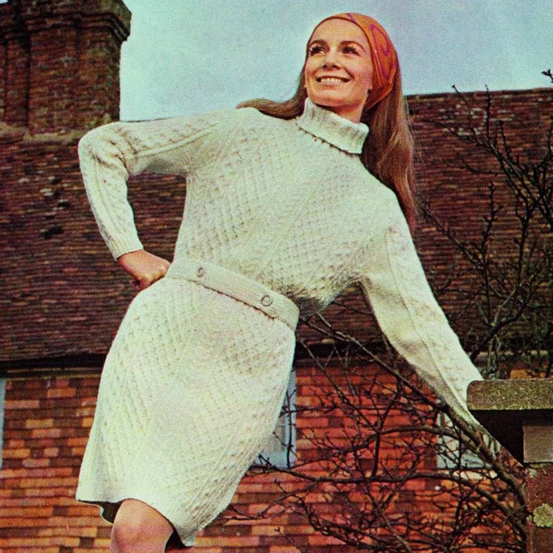INSTANT DOWNLOAD PDF Vintage Knitting Pattern Country Scene Aran Dress Vintage Retro