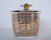 Vintage 60s Mid Century Mod Ice Bucket with FLOWER HANDLE by Anchor Hocking