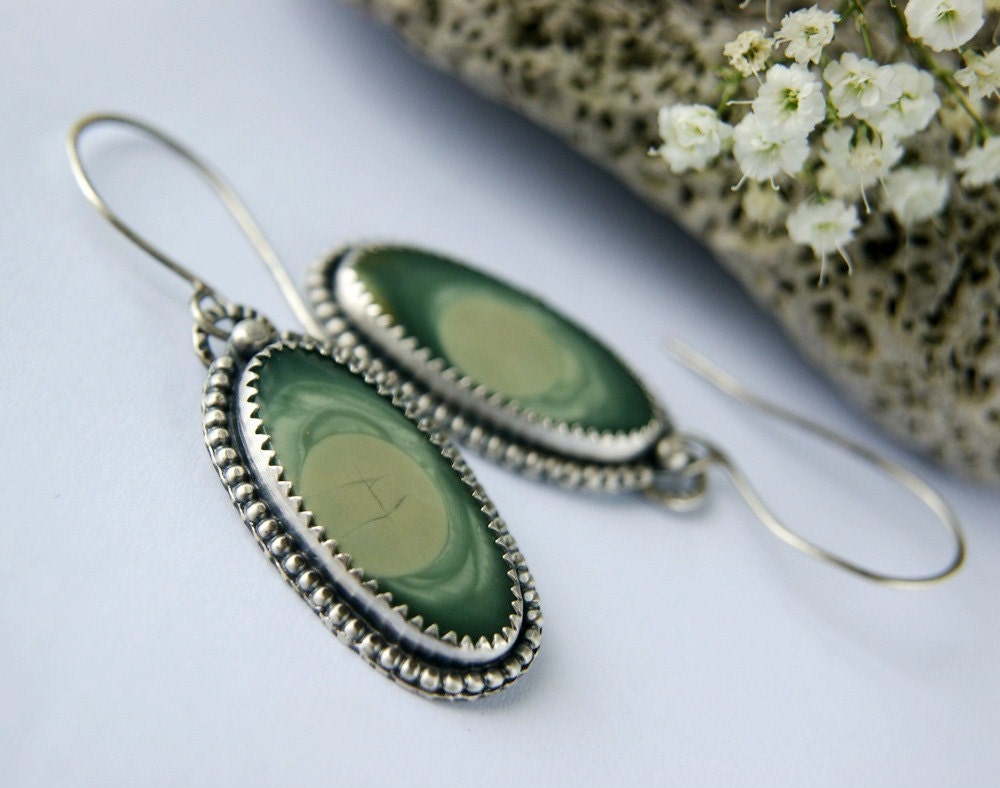 Reserved (Balance)- Peaceful Islands - Imperial Jasper Sterling Silver Earrings