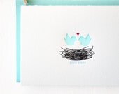 Love Birds Letterpress Card. Single