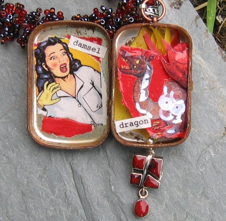 Sizzle Assemblage Mixed Media Jewelry, Valentines Day Jewelry, Gift Idea for Her