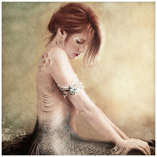 SALE Sea Faerie, Mermaid Art Print 8 X 16 inch