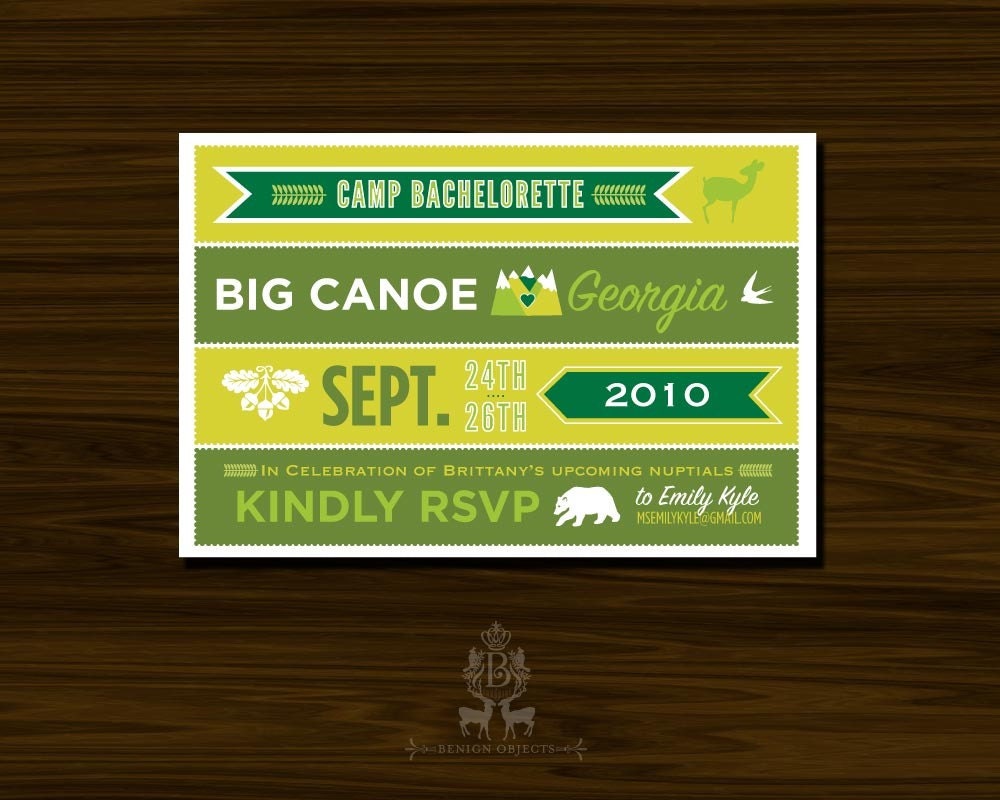 Camp Bachelorette Postcard Invites