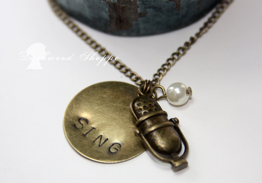 Vintage Microphone Sing Music Necklace-Now in Bronze or Silver - DashwoodShoppe