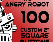 100 Custom Professionally Made 2 inch Square Pinback Buttons