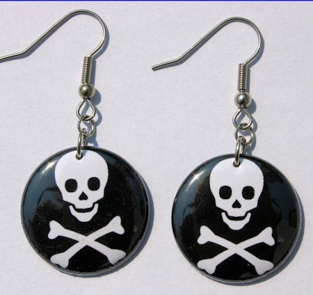 Skull And Crossbones - Button Earrings