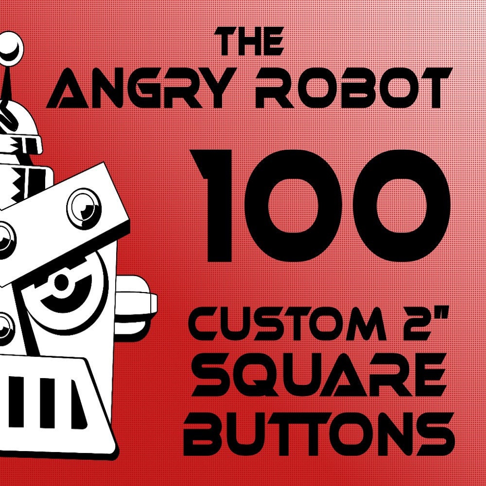 100 Custom Professionally Made 2 inch Square Pinback Buttons