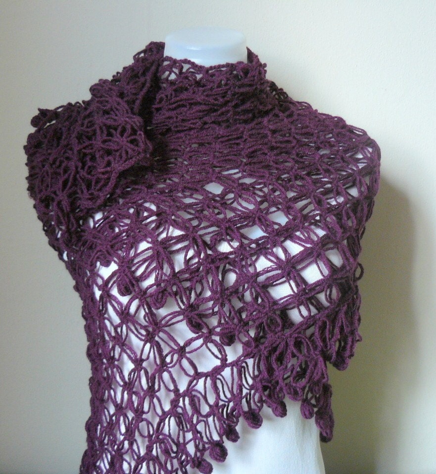 Plum ORGANIC cotton shawl - use 4 season