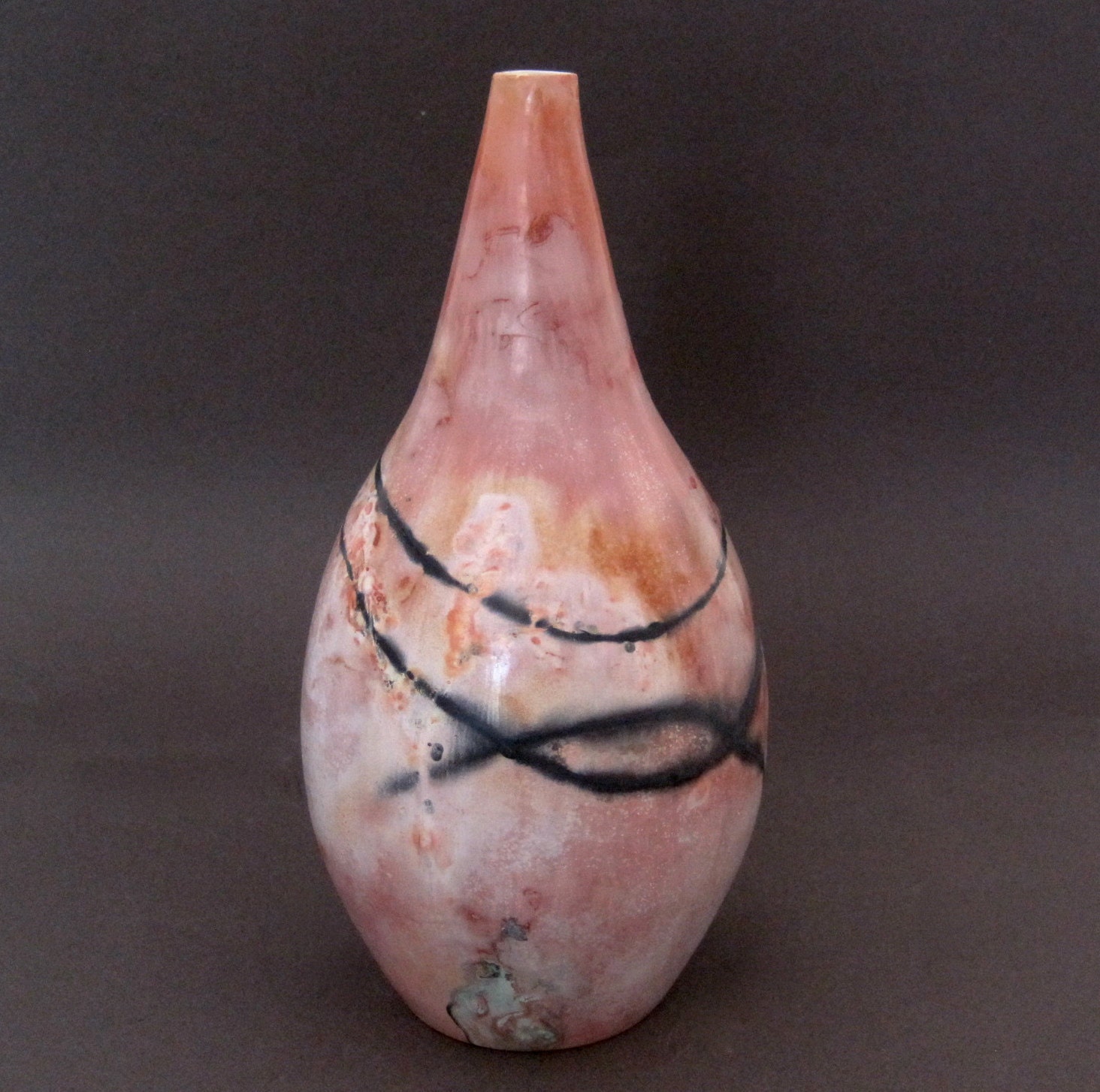 Raku saggar fired vase