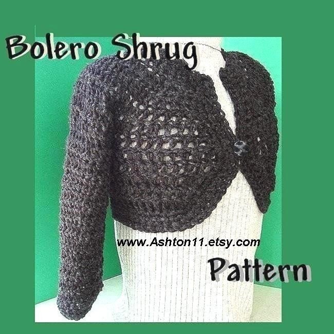 INSTANT DOWNLOAD Crochet Pattern PDF 32-Cropped Shrug Bolero-make 5 Sizes, xs to xl-and Sleeveless to long sleeved.