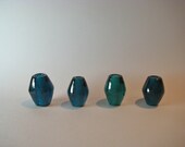 Set of 4 Very Dark Turquoise Barrel Shaped Glass Beads