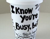 Father's Day Ceramic Travel Mug Computer Tech black white red painted modern geekery nerd sewZinski on Etsy