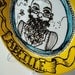 Ceramic Plate French Bee Beard Painted Illustration black white yellow honeycomb hexagon ceramic handmade by sewZinski